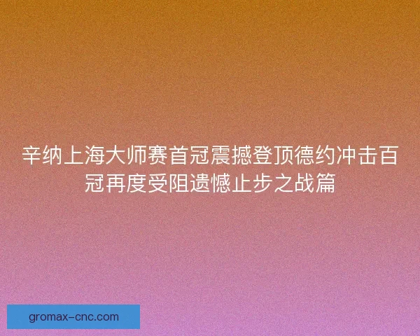 辛纳上海大师赛首冠震撼登顶德约冲击百冠再度受阻遗憾止步之战篇